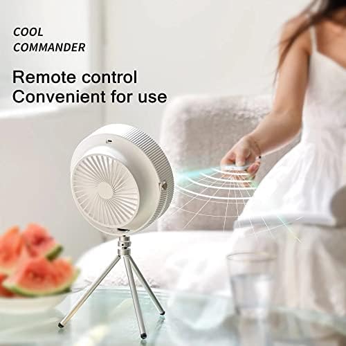 Scdcww portátil Recarregável Fan Fan Standing com lâmpada LED para sala de casa pendurando o ventilador de refrigerador