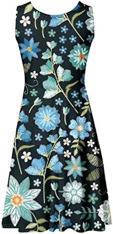 Vestidos de festa KCJGIKPOK para mulheres 2023, estampa floral Mini vestido de vestido de pescoço sem mangas de tamanho floral para feminino casual