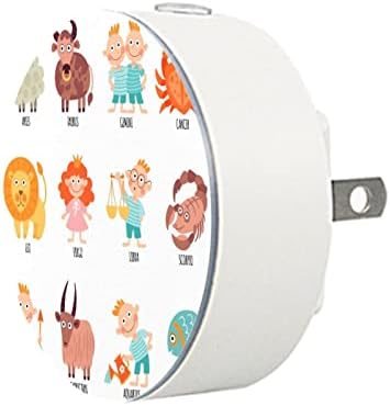 2 Pacote de plug-in Nightlight LED Night Light Cartoon Zodiac Signs com sensor do anoitecer para o quarto para o quarto de crianças, viveiro, cozinha, corredor