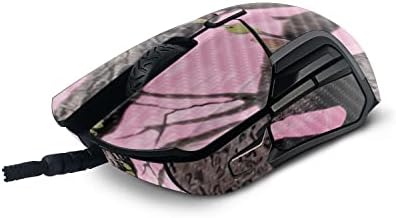 Mightyskins Fibra de carbono compatível com a SteelSeries rival 5 mouse de jogos - camuflagem de árvore rosa | Acabamento protetor de fibra de carbono texturizada e durável | Fácil de aplicar e mudar estilos | Feito nos Estados Unidos