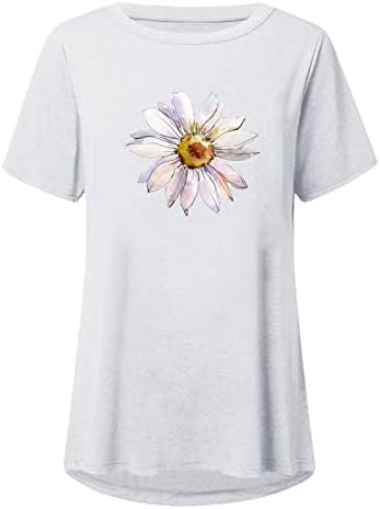 Camisas de grandes dimensões para mulheres, margarida camisetas gráficas de flores curtas camisa inspiradora de verão tops casuais