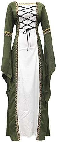 Vestidos medievais de gcvizuso para mulheres 2023 Lace Up Dress Vestido Renascença Sleeve Irish Over Dress