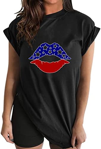 4 de julho camisetas camisetas para mulheres de manga curta V camisetas de pescoço American Flag