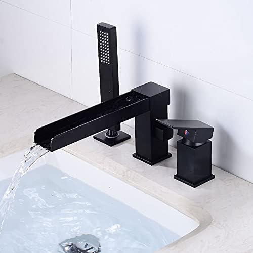 Torneira da bacia do banheiro com chuveiro de cabeça preta de capa de torneira de torneira de torneira