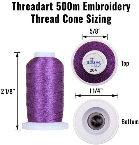 ThreadArt 40 Color Polyester Borderyer Machine Thread Set Afast A | 500m SPOLS 40WT | Para o irmão Babylock