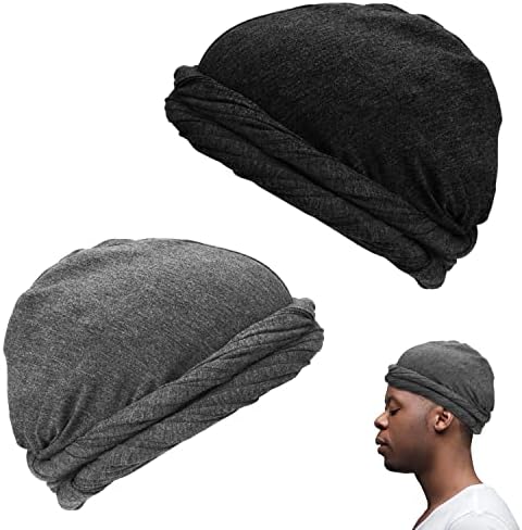 Aiex Vintages Turbano para homens, 2 PCs Cabeça de turbante para homens Cabeça de turbante enrolada Men Sconhamento de turbante para homens lenço de cabeça para dreads