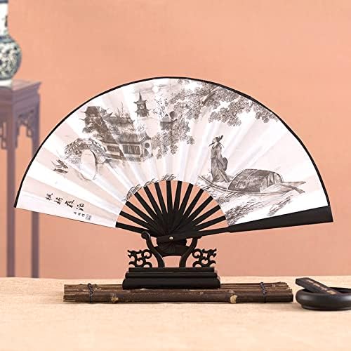 Egazs Fã dobrável ventilador dobrável estilo chinês de 8 polegadas Fã portátil de estilo antigo para homens