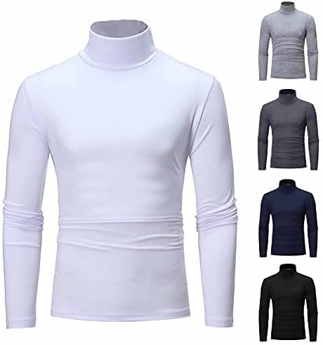 Turtleneck masculino Top Slim Fit Solid Base Solid Sweater Casual Manga longa Underwear Tops masculino Camiseta