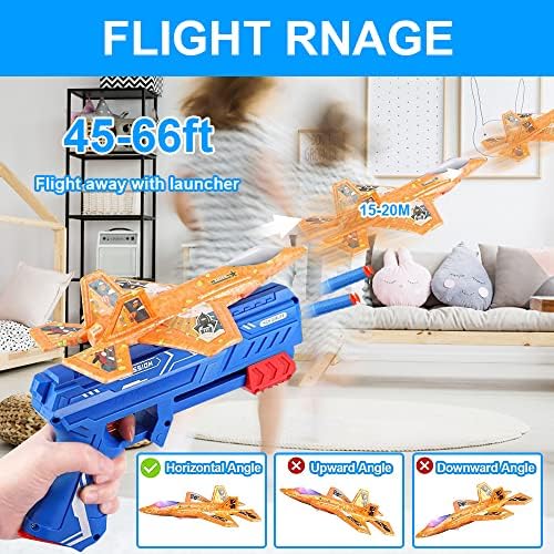 Chengchuang 6 Pack Airplane Launcher Toy, F-35 Plano de catapulta de espuma para meninos com 6 PCs Adesivos, 2 em 1 Jato voador Toys para crianças 4 5 6 7 8 9 10 12 anos de idade