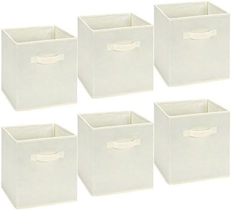 Cubos de armazenamento dobráveis ​​Epsky caixas de armazenamento Caixas de cestas de recipiente de pano dobrável, gaveta de armário de prateleira dobrável, bom ajudante para decoração de casa e piquenique ao ar livre 6 pacote -BEIGE