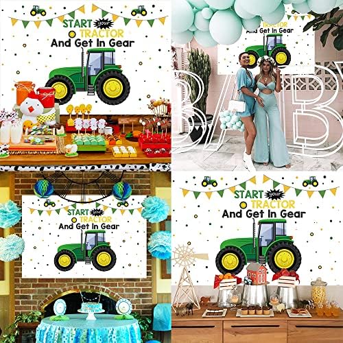 Bellimas Green Tractor Birthday Birthday Party Beddrop Inicie seu trator e entre em equipamento Fundo do chá de bebê Props Banner Copper Hole