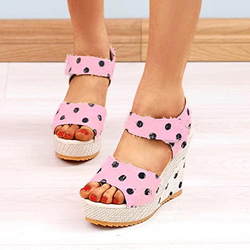 Sandálias de verão femininas Sapatos de salto alto Sapatos de polca impressão de sandália de sandália e loop