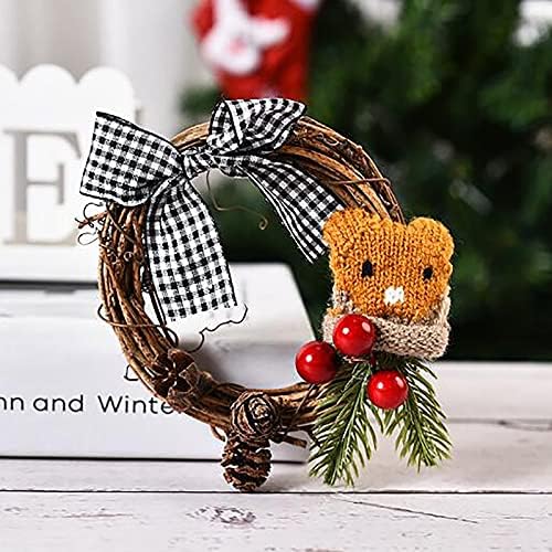 Flekmanart 4 '' Grinaldas naturais Ringas Decorações de Natal Garland artificial para a porta da frente Berry Pines Conces Bowknot rena Decoração de casa, Rattan Vine Branch Wreath Hoop para festa de Natal