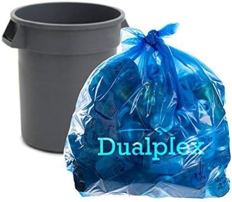 Sacos de lixo azul duplo 33 galões | Reciclagem de saco de lixo 33 gal | 100/caso 33 x 39 1,2 mil | Forros de latas de serviço pesado