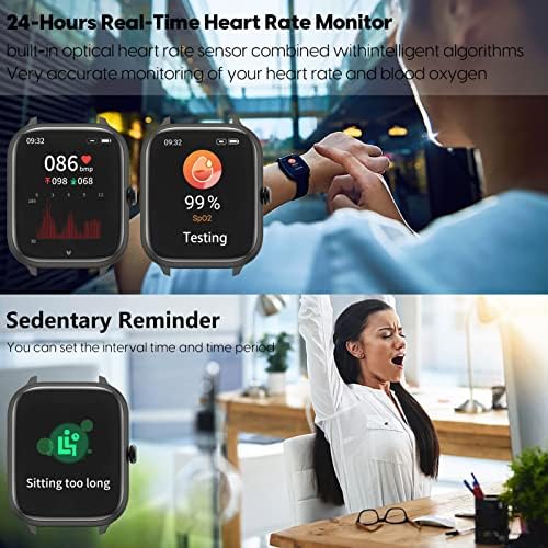 [2 relógios] Smart Watch 2022, Smartwatch de tela de toque em HD para Android e iOS Phones Rastreador de fitness com freqüência cardíaca, sono, oxigênio no sangue, balcão de etapa para homens mulheres