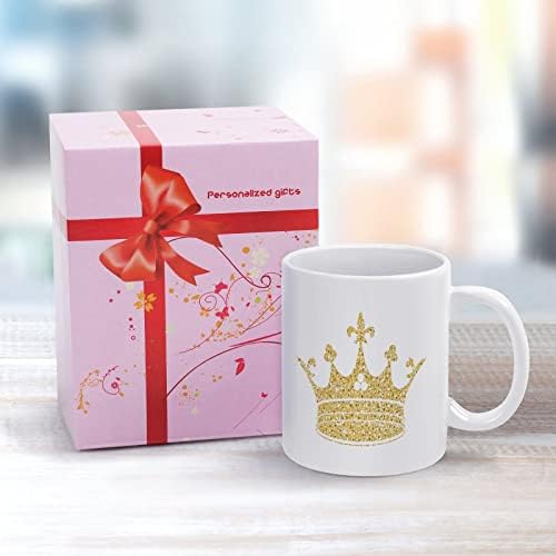 Gold Crown Print Caneca Coffee de café Cerâmica Cup de chá engraçado para o escritório Homem homens 11 oz