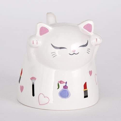Canecas turvanas para café e chá, cerâmica de parede dupla ondulando gato japonês de cabeça para