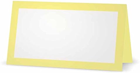 Lemon Yellow Plac Cards - Plano ou tenda - 10 ou 50 Pack - Frente em branco branco com borda de cor sólida - Nome da mesa de colocação Octar