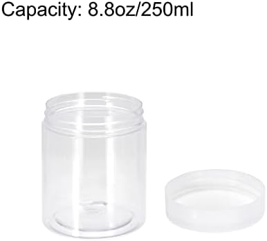 Jarros de plástico transparente de Uxcell com tampa branca, 4pcs 8,5 onças/250 ml reciclados redondáveis