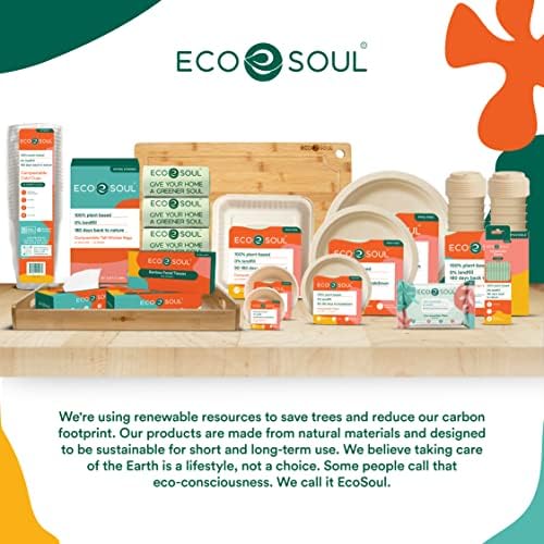 Eco Soul Compostável Placas de papel de 9 polegadas [500 pacote] Placas de festa descartáveis