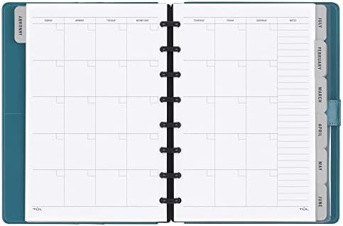 Tul® DiscBound Monthly Planner Starter Conjunto, sem data, tamanho júnior, capa de couro, cerceta