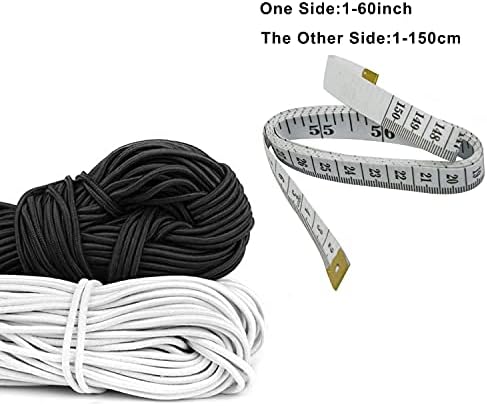 Cordão elástico HemyLU 1/8 polegada x 17 pés, cordão de choque de barbante elástico preto com manga