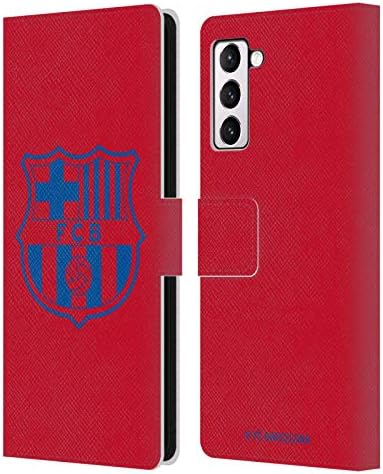 Projetos de capa principal licenciados oficialmente FC Barcelona Glitch Crest Patterns Cheatra Livro da carteira de capa compatível com Samsung Galaxy S21+ 5G