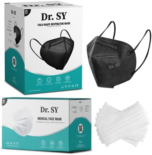 Dr. Sy | Máscaras de face 4-Bly descartáveis ​​e máscaras faciais EN149 | Máscara de segurança de filtro respirável e confortável, máscara de proteção para homens e mulheres