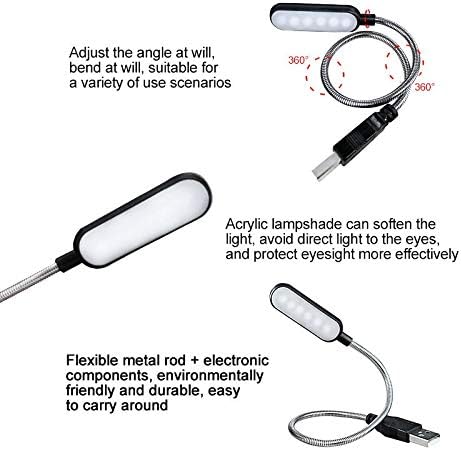 DDDCM portátil USB LED Mini Livro Leitura leve Lâmpada de mesa leve Lâmpada flexível para Power Bank Laptop