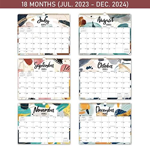 2023-2024 Calendário de parede - calendário de 18 meses de jul. 2023 - dezembro de 2024, 14,8 x 11,6, encadernação de dois fios, bloco em branco com datas de Julian, perfeitas para organizar em casa, escola e escritório