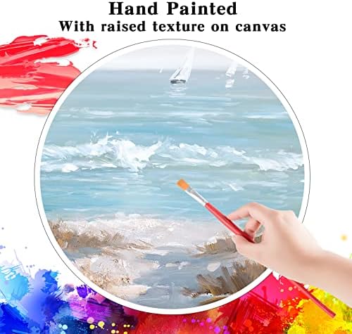 Hakoyee Seascape Painting Canvas Arte da parede para sala de estar Quarto - Grande tamanho 3D Painted Blue Ocean Beach Papagem de parede da parede para sala de jantar Decoração da sala de jantar da sala de cozinha 24 * 48