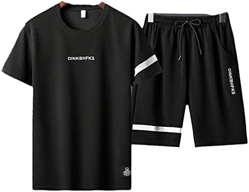 T-shirt masculina de verão + shorts define uma camiseta casual respirável que corre o conjunto de harajuku maiúsculo