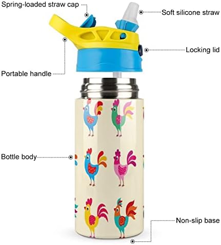 Garrafa de água com cor de palha de frango isolado aço inoxidável Vacuum Cup 500ml para a escola 7.5x2.7 em