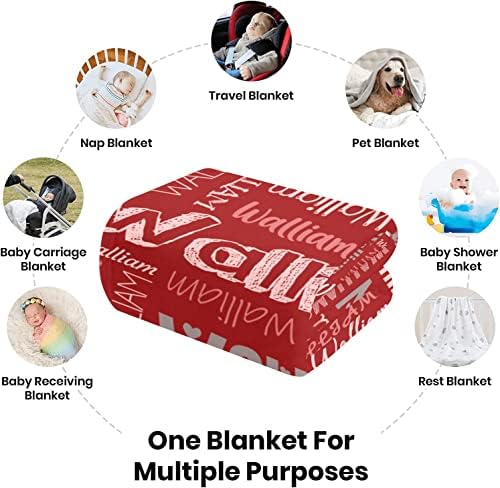 Cobertor personalizado neniftic personalizado cobertor cobertor personalizado com text de nome para adultos meninas meninos crianças bebê aniversário vermelho