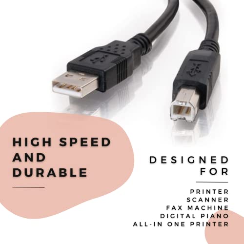3ft Digitmon Black A-Male a B-M-M-M-M-Male USB 2.0 Cabo de impressora de alta velocidade para Brother