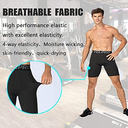 Leichr 3 pacote shorts de compressão masculinos esportes secos frios curtos, com bolsos executando calcinha de fitness shorts de fitness