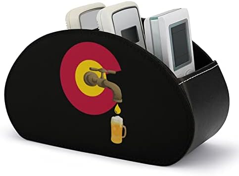 Cerveja artesanal do Colorado Crafty Remote TV Control Titular PU Organizador de caixa de couro com 5 compartimentos