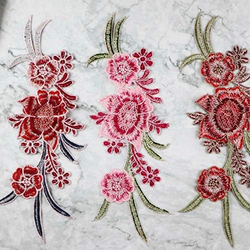 2pcs/set peony flor bordado manchas renda costura em roupas apliques para para roupas jeans de jeans decoração