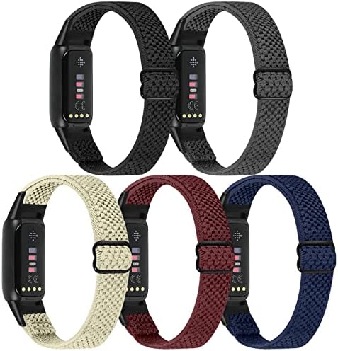 Bandas de nylon elásticas enkic apenas compatíveis com bandas de luxo Fitbit para homens, respirável ajuste em loop de pulseira de pulseira de pulseira de pulseira de pulseira macia para fitbit lux - 5pack
