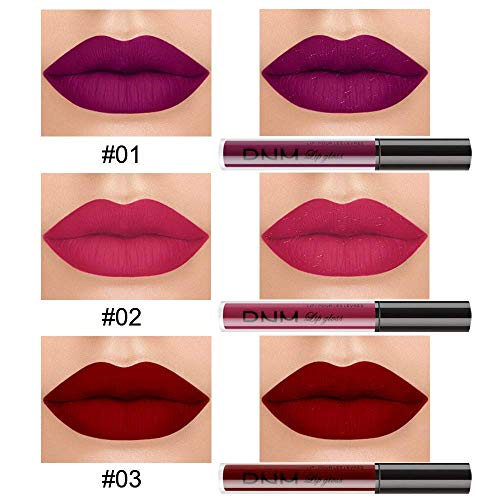 Karnar 3pcs Red Batom Lipstick Purple Matte Red Stain Lip Durning 24 Conjunto de presentes de