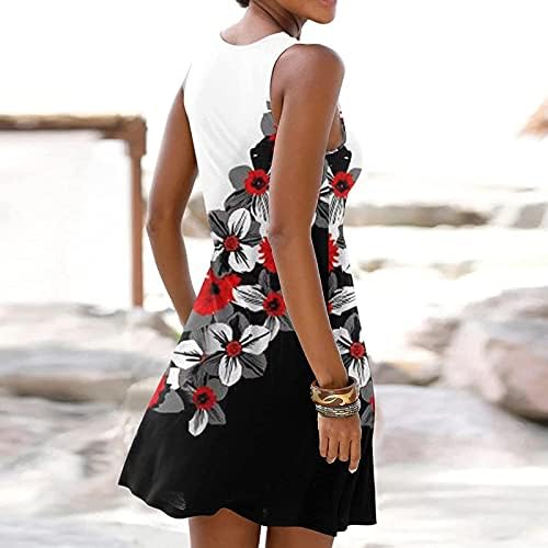 Vestido de praia feminino 2023 Cutriente de verão Crew pescoço boêmio floral floral