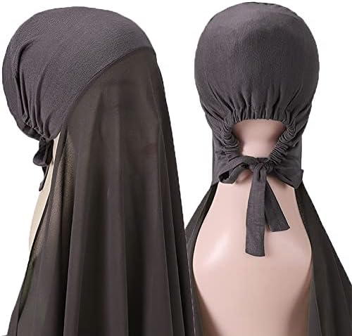 Amokk Chiffon Hijab para mulheres com lenço de cabeça muçulmana sólida de undercap incluiu 12 pinos