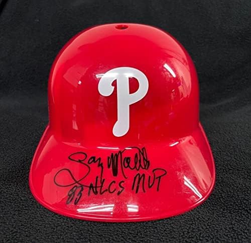 Gary Matthews assinou o capacete de rebatidas de rebatidas em tamanho real da Filadélfia Phillies - Capacetes MLB autografados autografados