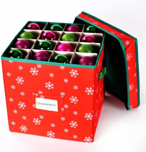 Juephe Christmas Ornament Storage Box, segure 64 bolas de Natal Baú de Natal com ornamentos de férias de divisores, contêineres de armazenamento de decoração de férias de Natal de Natal