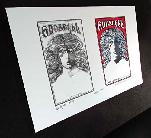 Godspell Broadway show pôster + conceito de esboço de artista à prova de impressão manual do ilustrador