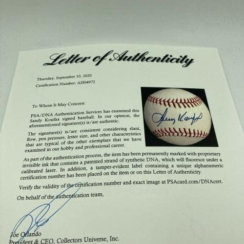 Mint Sandy Koufax assinou a Major League Baseball PSA DNA COA - Bolalls autografados