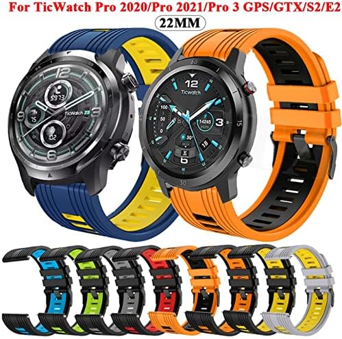 Faixas de cinta de silicone bneguv para ticwatch pro 3/3 gps lte smart watchband 22mm pulseiras de pulseira para ticwatch pro 2020 s2 e2 correia