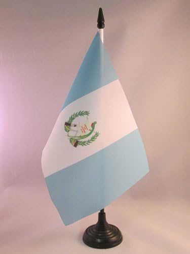 AZ Flag Guatemala Bandeira 5 '' x 8 '' - Bandeira da mesa da Guatemala 21 x 14 cm - Beck de plástico preto