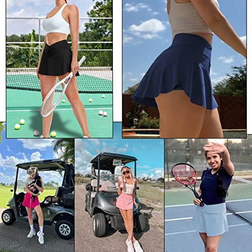 JGS1996 Salia de tênis plissada com bolsos shorts para mulheres crossover de cintura alta skorts atléticos