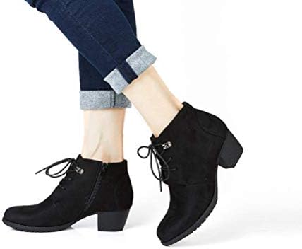 VJH conforta as botas de tornozelo feminino, o dedo do dedo do pé confortável e confortáveis ​​de vestido